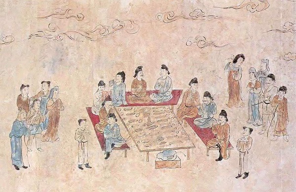唐代《野宴图》，韦氏家族墓壁画